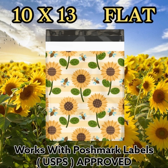 25 10X13 Sunflower Bee Poly Mailers PRICE IS FIRM - Picture 3 of 6